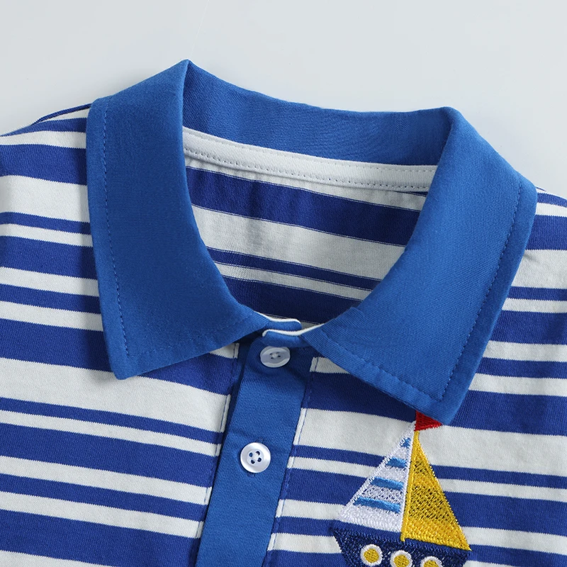 Little maven Baby Jungen Langarm Gestreiftes Polo Cartoon Haie T-Shirts Kinderbekleidung Herbst Frühling Kinderkleidung Baumwolle – Detail 4