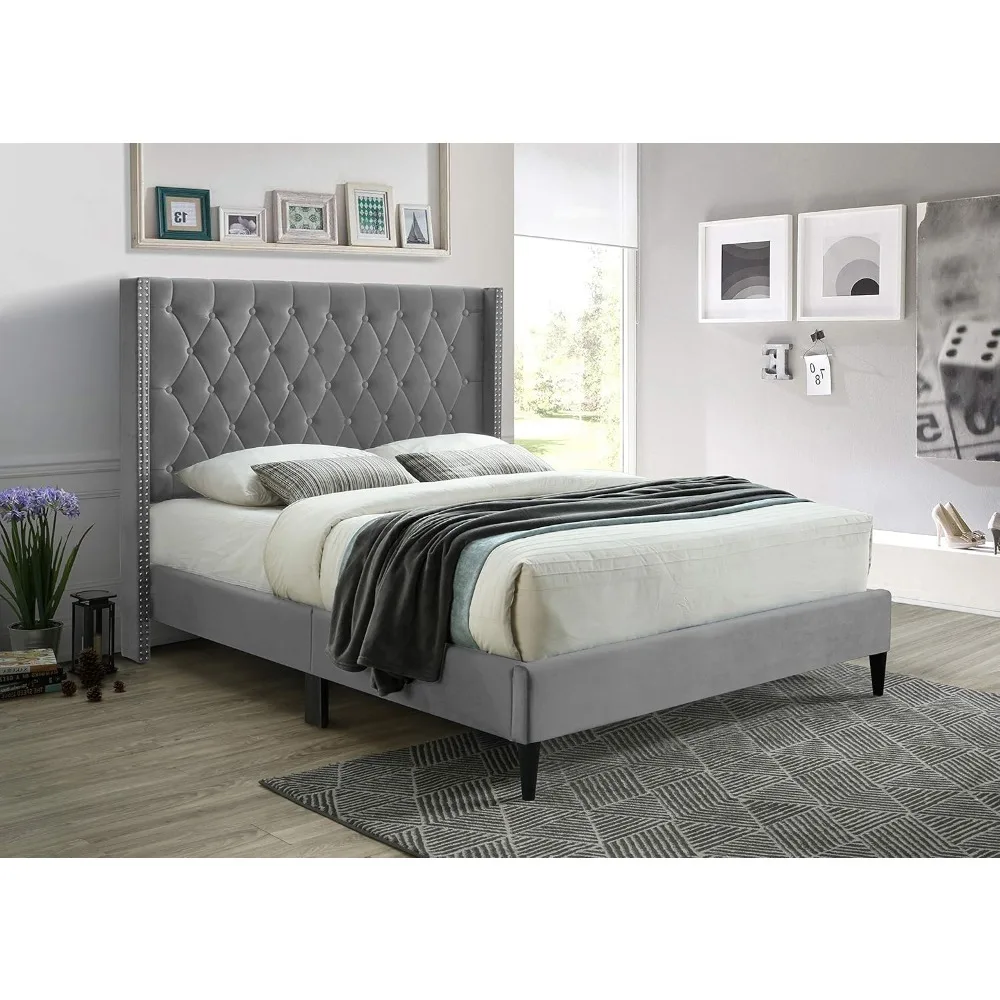 Home Products Amelia Velvet Tufted Platform Bed