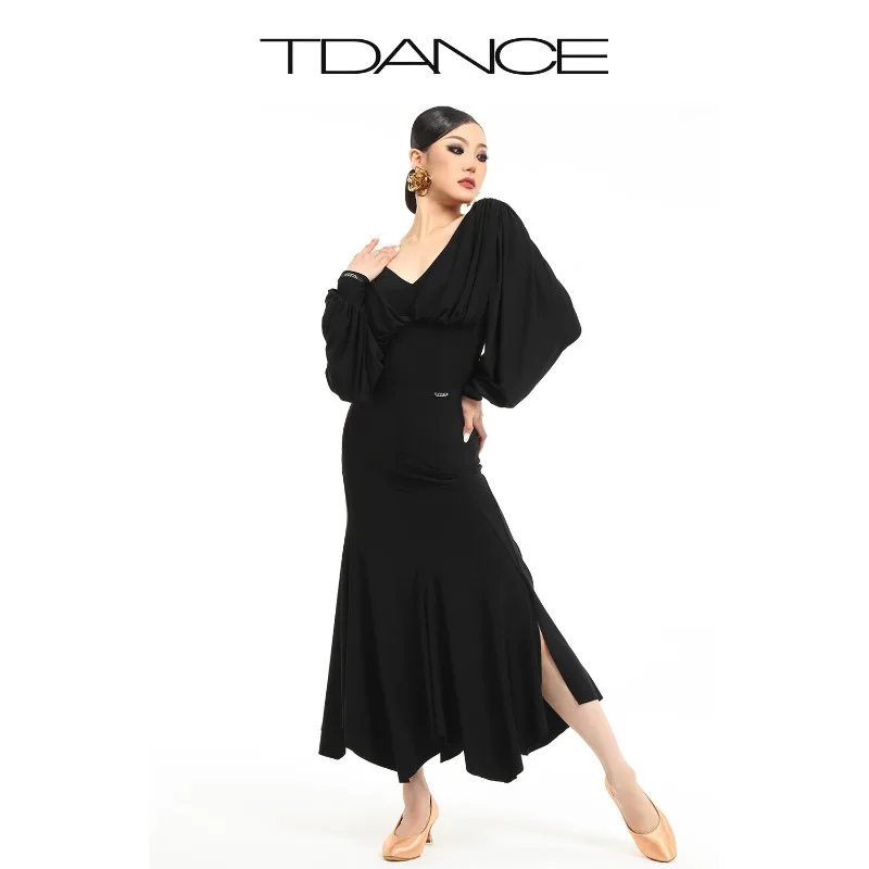Customized TDANCE Women's Practice Dress [Side Split Modern Half Skirt] Simple and Versatile Lower Half Skirt Adult JM-46