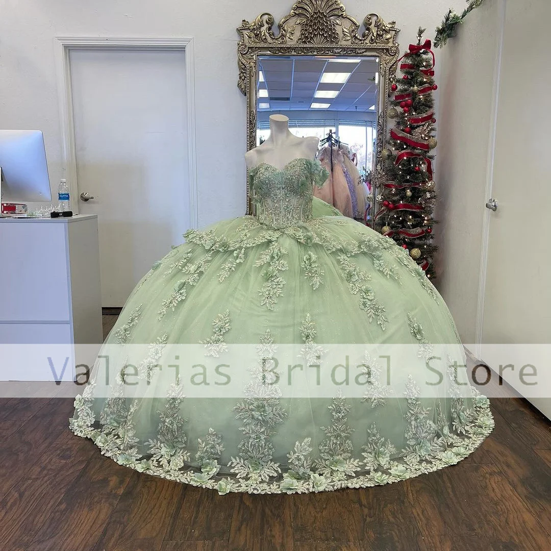 

Роскошные зеленые платья Quinceanera для милых бальных нарядов 16 девушек Многоярусное платье с аппликацией бусинами для выпускного вечера на день рождения 15