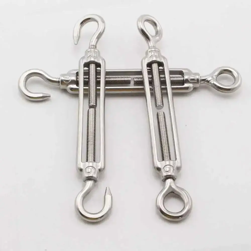 1Pcs Hooks & Eye Turnbuckle Wire Rope Tensioner 304 Stainless Steel M4/M5/M6/M8 Tension Device Line Adjustable Oc Oo Cc Type
