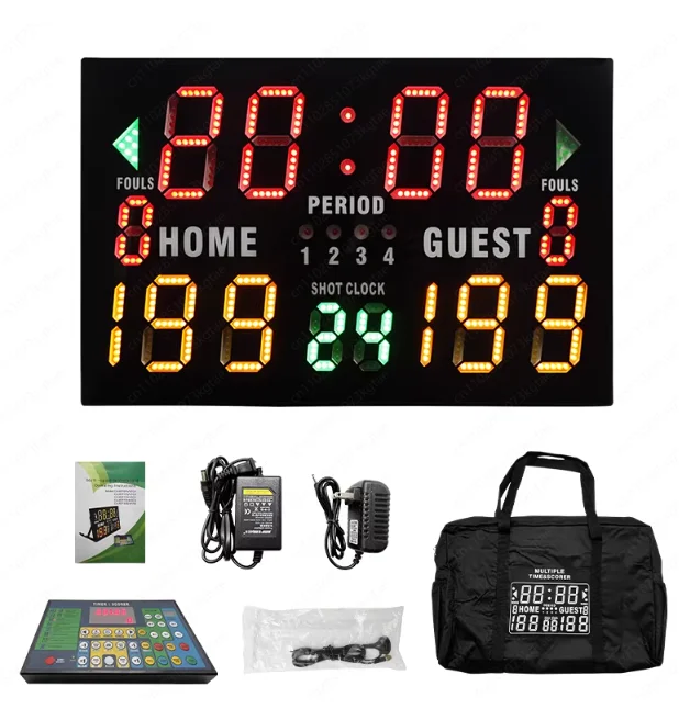 Basketball game electronic scoreboard, rechargeable scoreboard with 24-second countdown