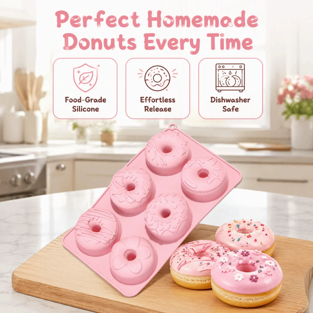 New Silicone Donut Mold High Temperature Resistant Non-Stick Baking Pan Round Mold Flexible Cake Mold Pastry Making