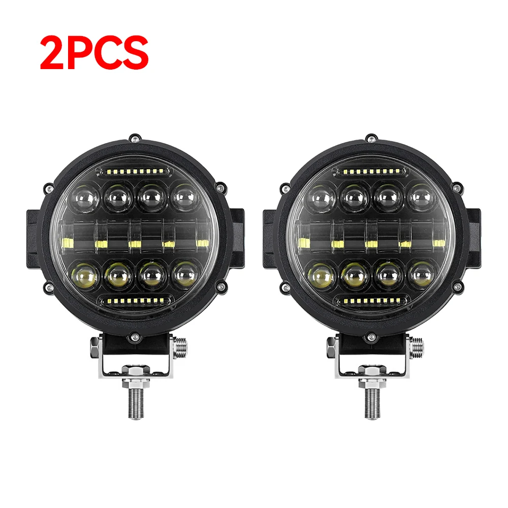 2Pcs 1pc Universal 7 Inch 13LED Car Motorcycle Headlight DRL H4 Headlamp For BMW 4x4s Headlights Bracket Retro Bucket