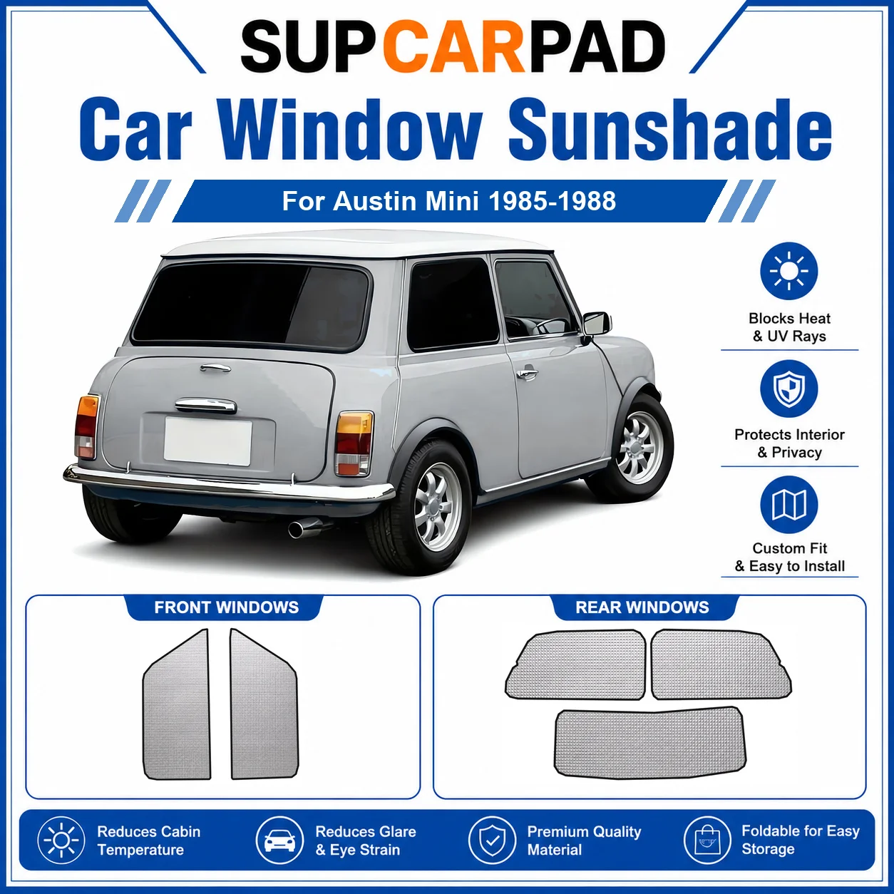 

For Mini - Austin Mini 1985-1988 Full Set Car Window Sunshades UV Block Privacy Heat Insulated Foldable Car Curtain