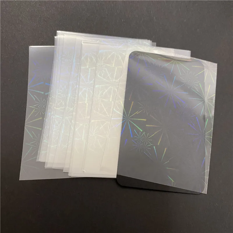 50Pcs/set Wheel Pattern Laser Holographic Protective Film Card Sleeves for 65x90mm Board Cards Holder Shield Cover