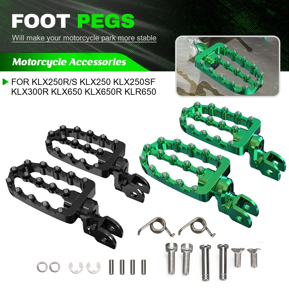 

Motorcycle Footrest Footpegs Foot Pedal Foot Pegs For Kawasaki KLX250R/S KLX250 KLX250SF KLX300R KLX650 KLX650R KLR650