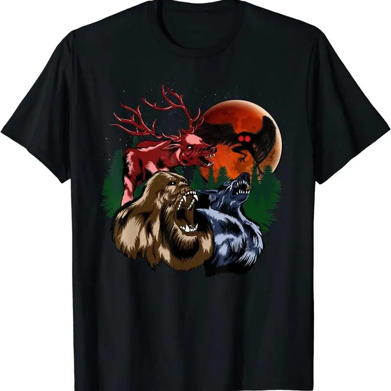 

Футболка Three Cryptid Moon Sasquatch Dogman Wendigo Mothman