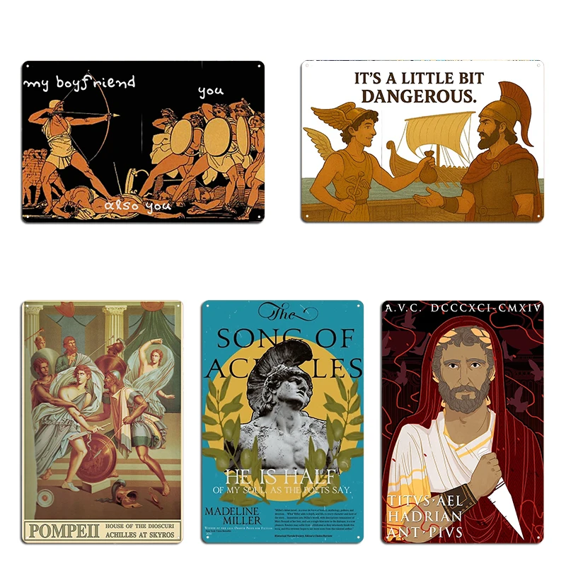 The Song of Achilles Book Antoninus Pius My Boyfriend Odysseus Achilles at Skyros Metal Cinema Decoration Tin Sign Poster
