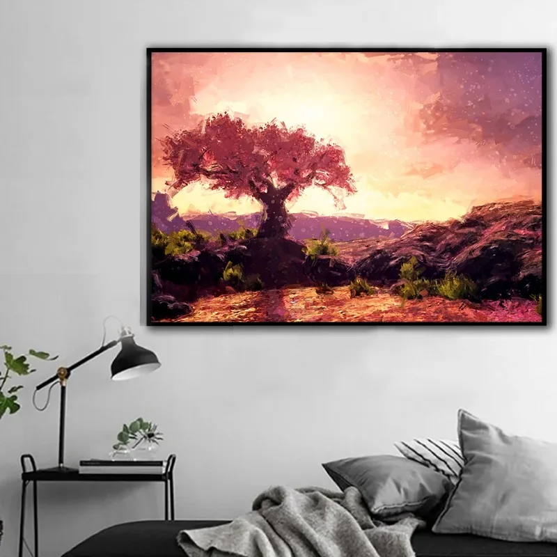 Unframe Video Game Z-Zelda Breath of The Wild Poster Dueling Peaks Satori Mountain Illustration Canvas Painting Wall Art Room Ho