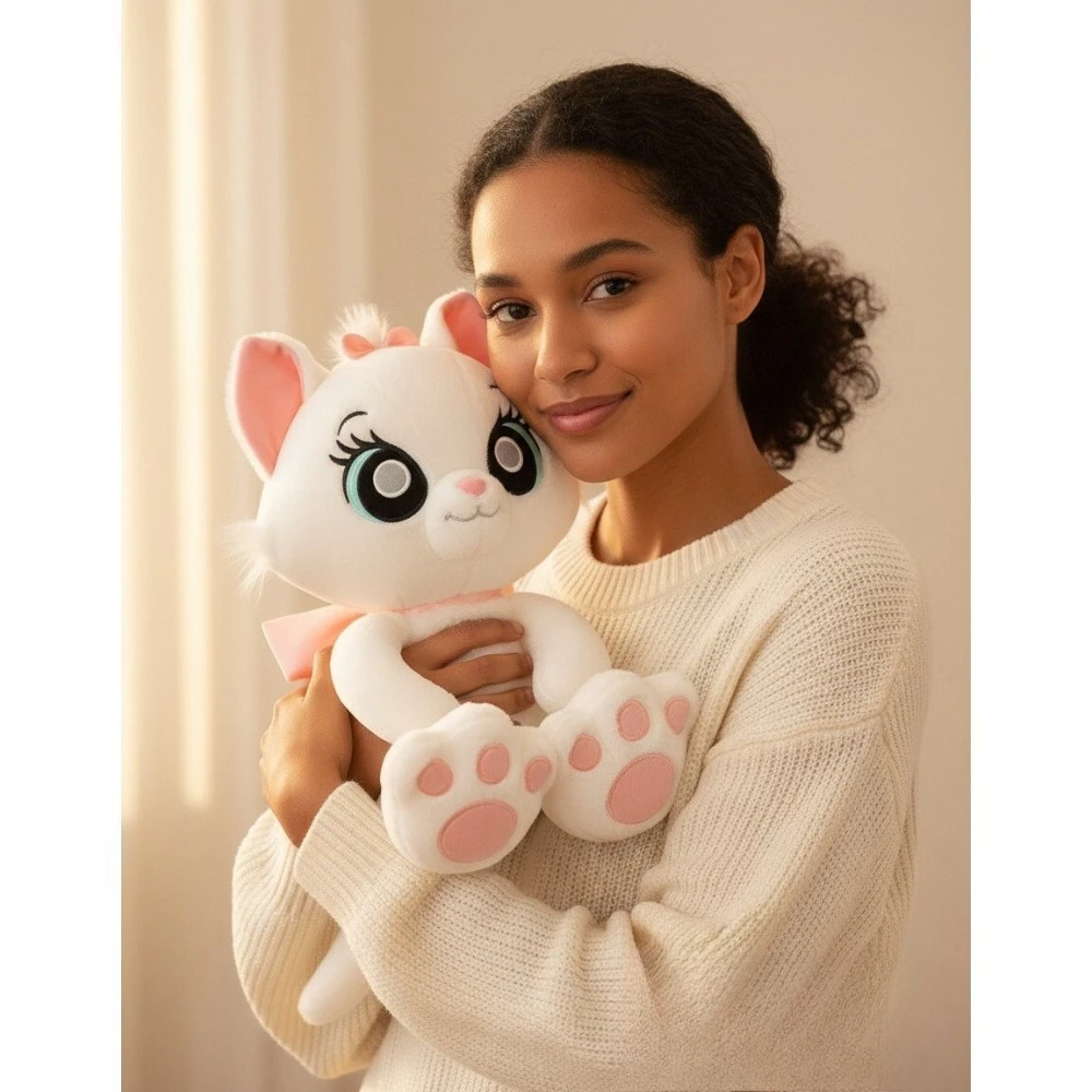 Marie Cat Plush Toys Disney Cute Soft Stuffed Dolls Animal Pillow Sleepy Face Bow Plushies Doll Soft Animals Pet Toy Gifts