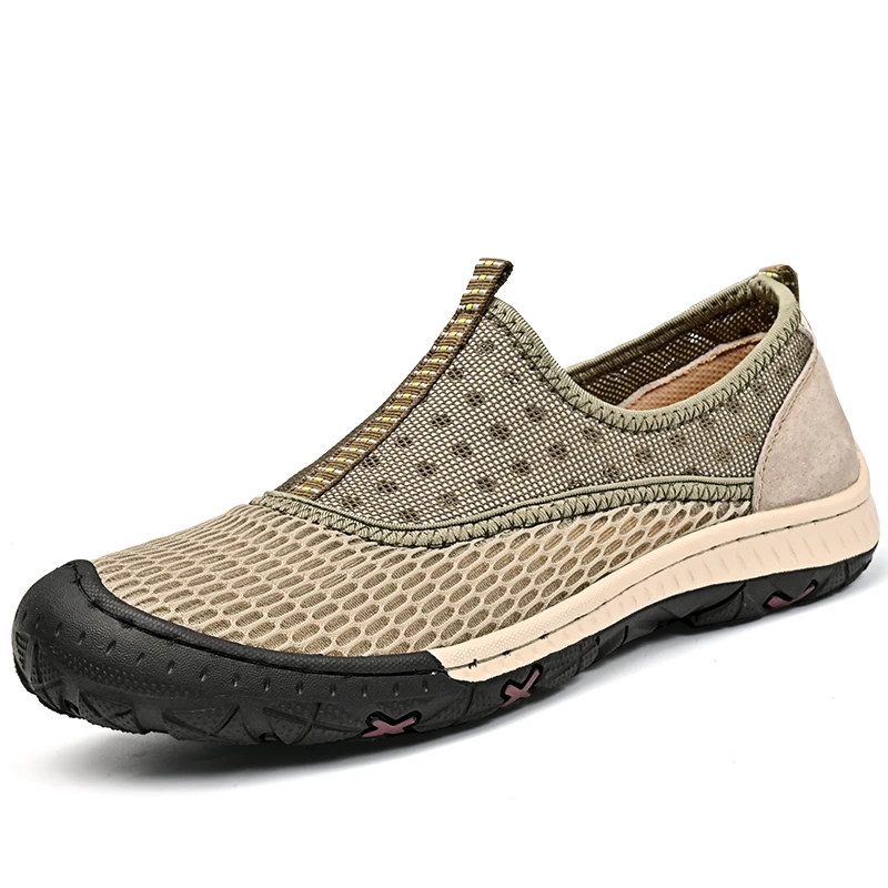 

Men's Breathable Mesh Zip-Up Shoes – Non-Slip Outdoor Walking Sneakers, Lightweight Big Size Casual Shoes
