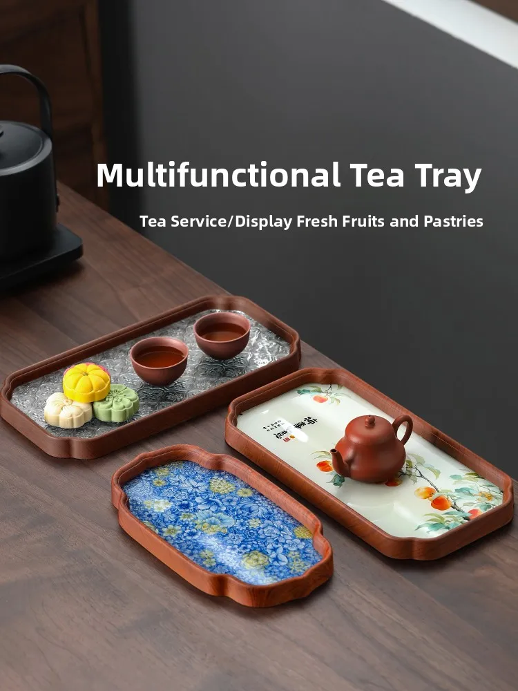 

Modern Small Tea Tray Rectangular Tea Board Luxury Sensation Home Use Tea Set Dry Pounding Table Traditional Chinese Style