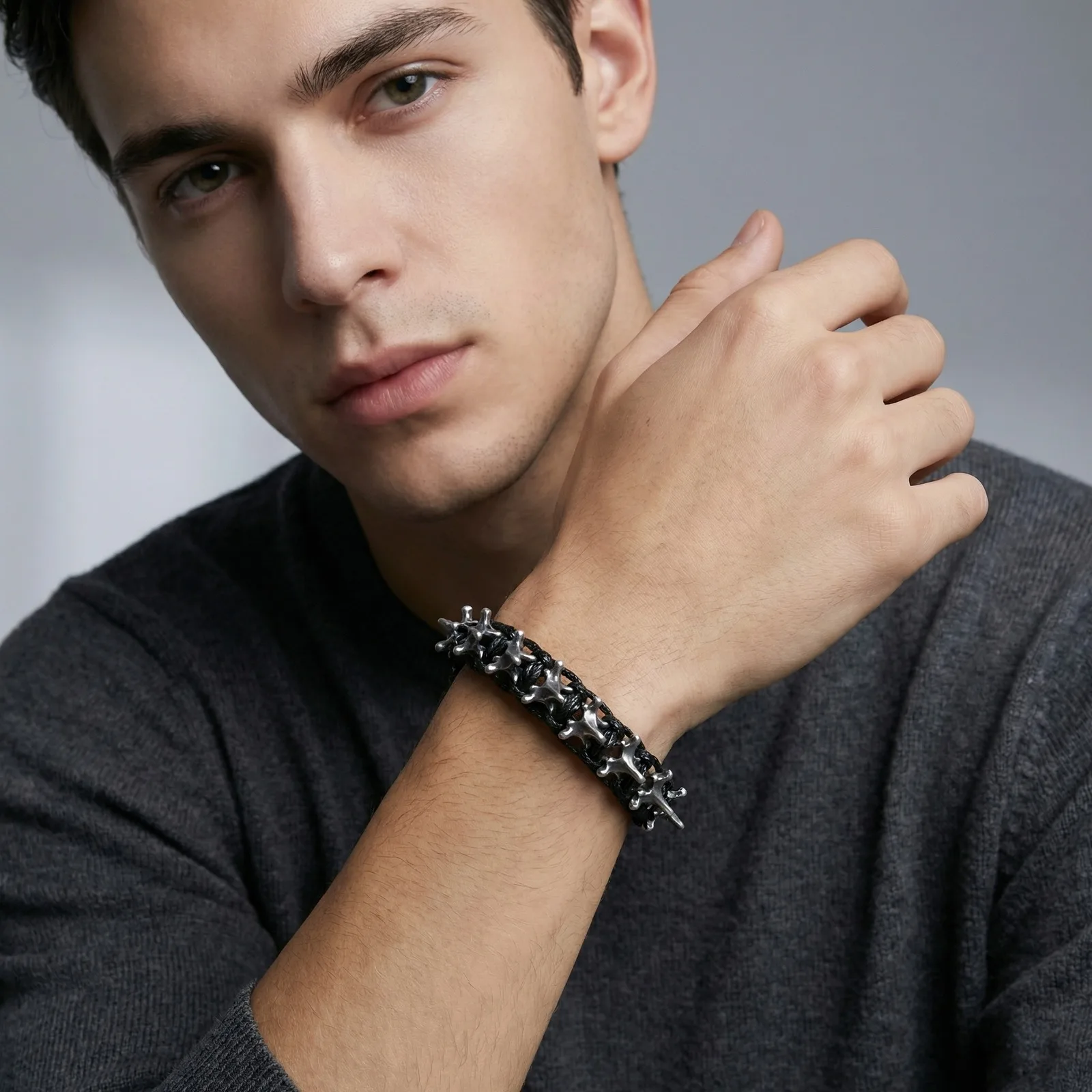 Rock Punk Drachenrücken Geflochtenes Armband für Männer und Jungen, 11MM Breite Vintage Geflochtenes Metallarmband, Schmuckgeschenk für Ihn – Detail 2