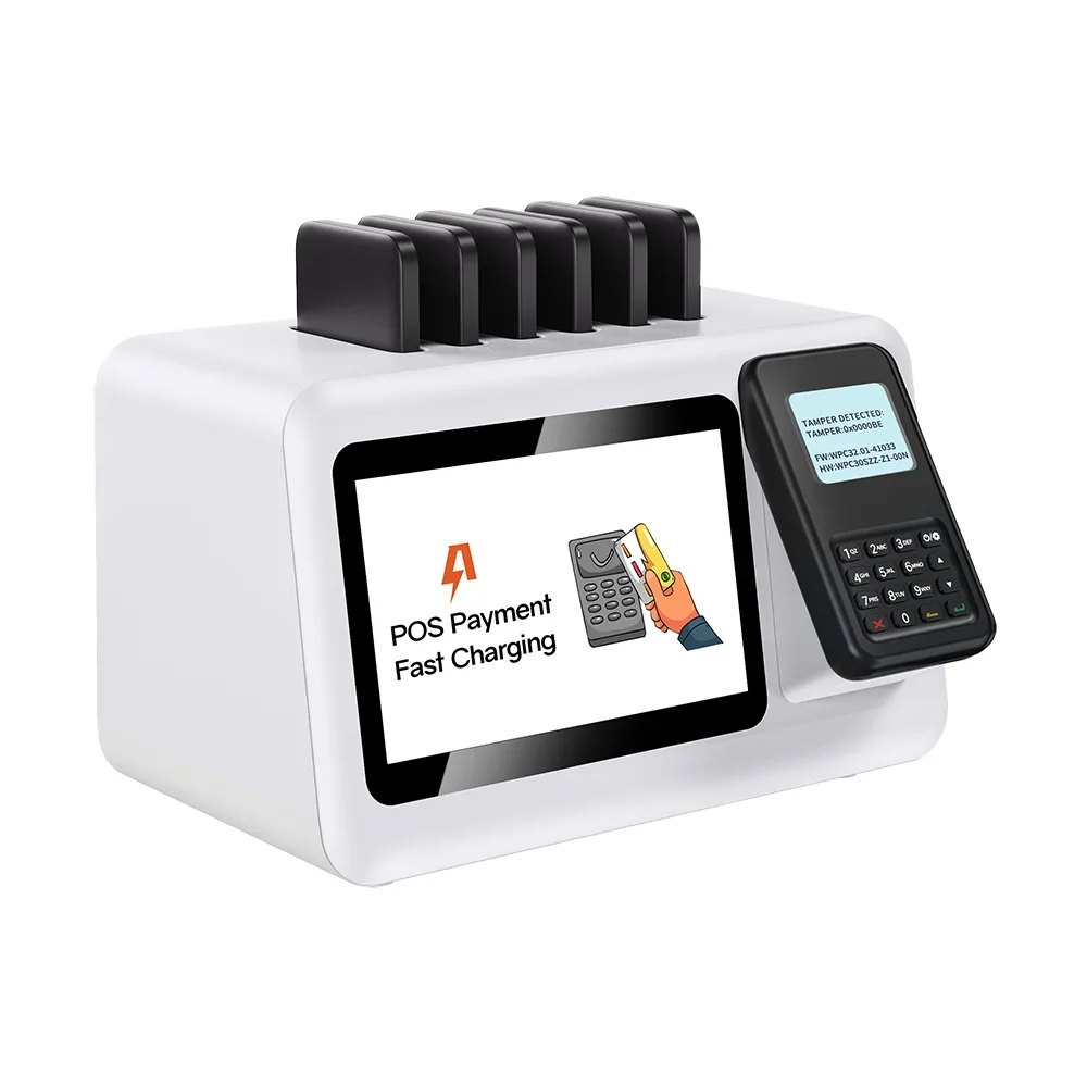 

Новый продукт Smart Shared Rental Торговый автомат зарядки Power Bank с подставкой QR-кодом и POS 2 в 1, аренда Power Bank