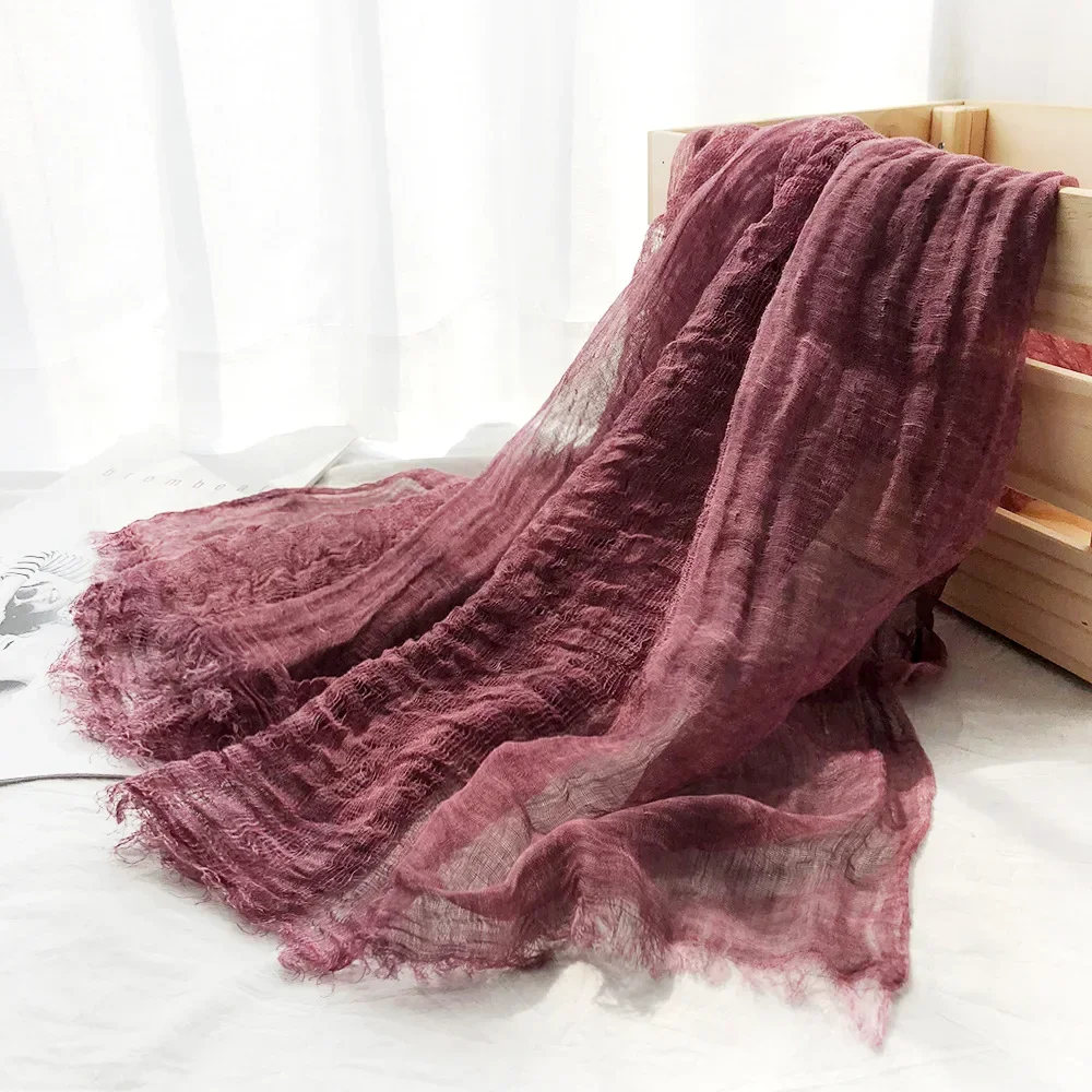 Linen Scarf Autumn Winter New Modal Foreign Trade Dirty Dyed Hollow Literary Temperament Lace Yarn Korean Version of Elegance