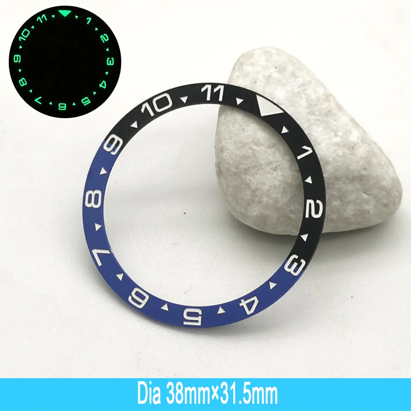 38mm*31.5mm Flat Watch Ceramic Bezel Insert For Seiko SKX007/SKX009/SKX011/SRPD Watch Case NH35 NH36 Men Case Luminous Ring