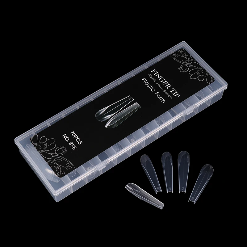 70 Uds uñas curvadas formas duales para extensión acrílico reutilizable molde de cobertura completa adecuado para Gel de uñas de polietileno