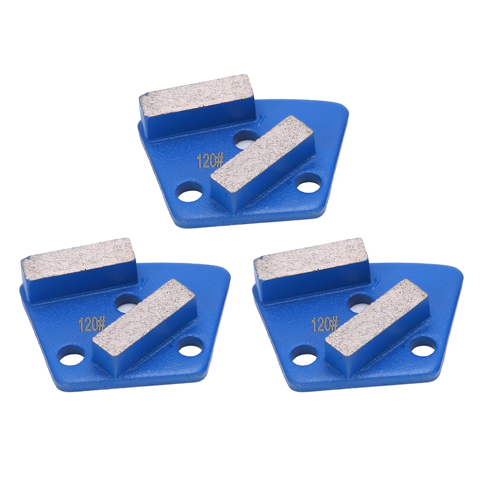 3Pcs Diamond Grinding Shoes Trapezoid Concrete Floor Aggreesive Cutting 2 Long Teeth Blue 120#