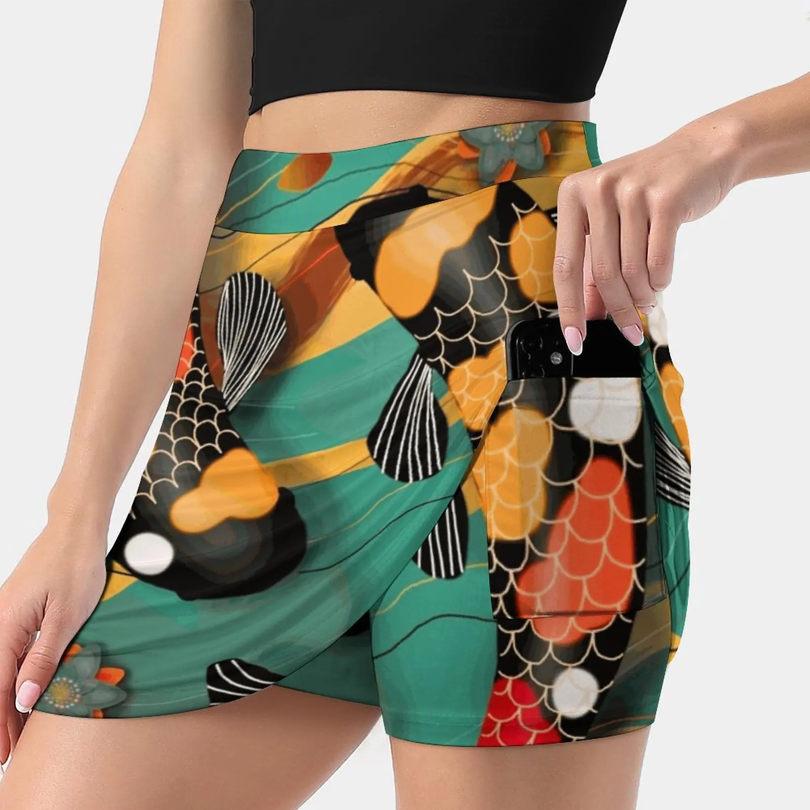 Koi Watergarden Jade Women's skirt With Hide Pocket Tennis Skirt Golf Skirts Badminton Skirts Running skirts Back To School
