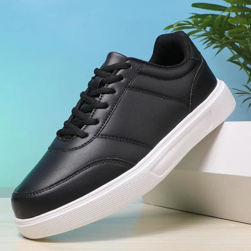 

Spring Leather Men Black Sneakers Comfortable Casual Walking Shoes Men Outdoor Versatile Board Shoes for Male Tenis Flats Shoe