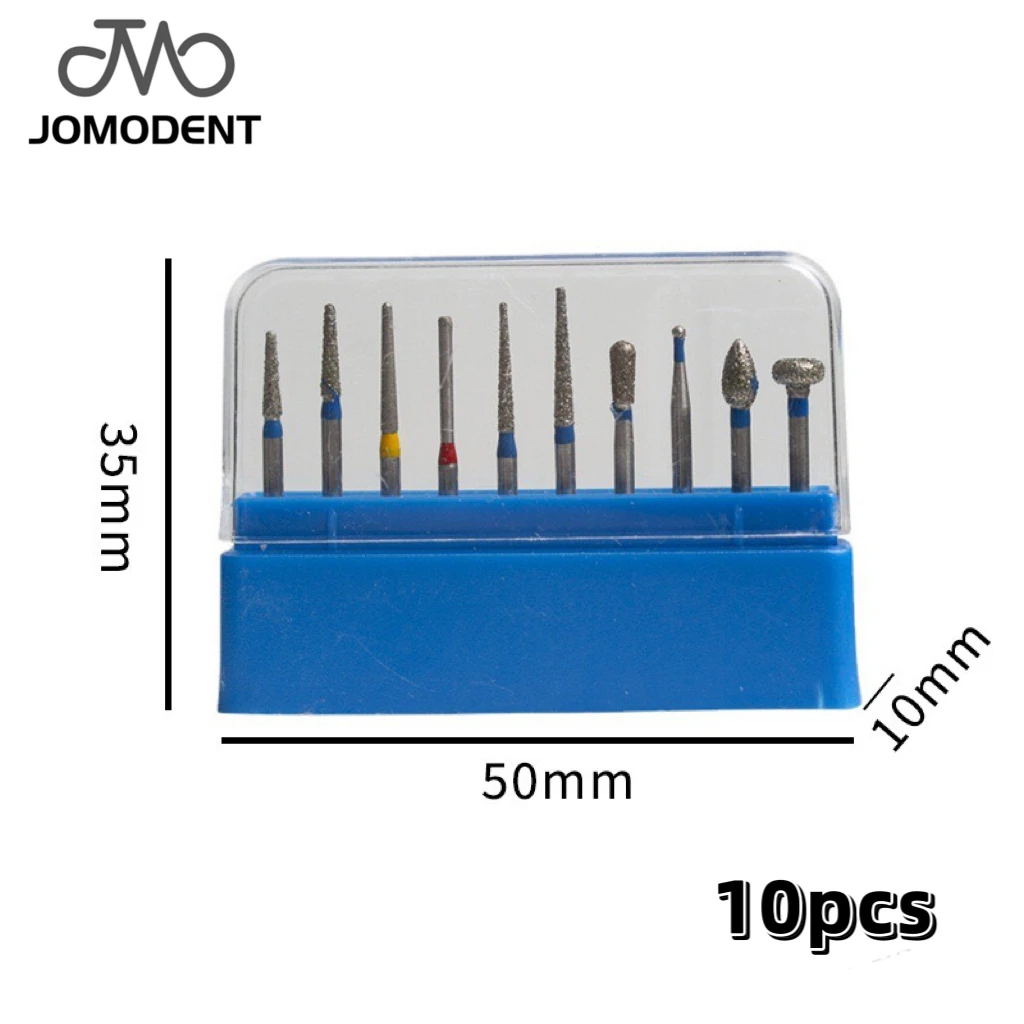 JOMO Dental Bur Diamond Burs Taper Round and Extra Fine Standard Dentistry Drill High Speed Bur 1.6mm 10Pcs