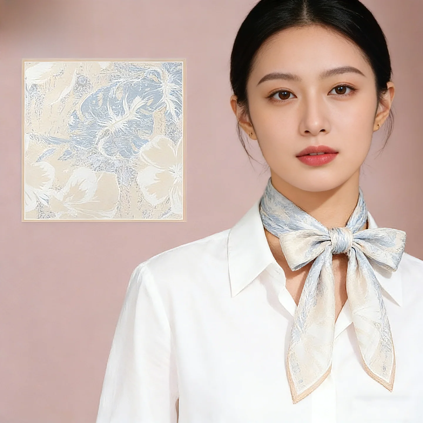 ダヴィンチコード-シルクスカーフ-レディース-多用途-ネクタイ-シャツに合う-高級感のあるマルベリーシルク-スクエアスカーフ-中華風-デジタルスプレー