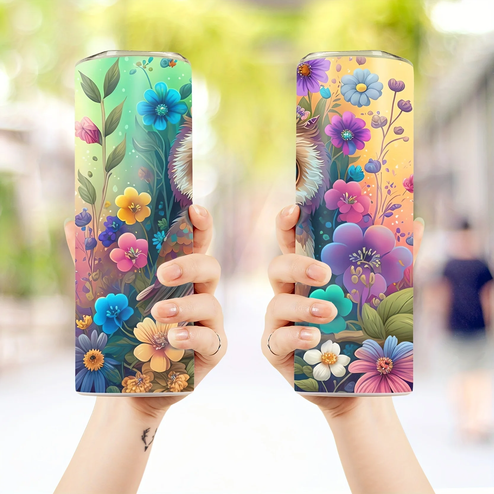 1pc 20oz Stainless Steel Insulated Tumbler with Cute Owl & Floral Design, Detachable Lid Insulation for Hot/Cold Drinks, Perfect for Office, Camping, Reading - Christmas Gift Idea, Office Drinkware | Vibrant Drinkware | Quality Craftsmanship