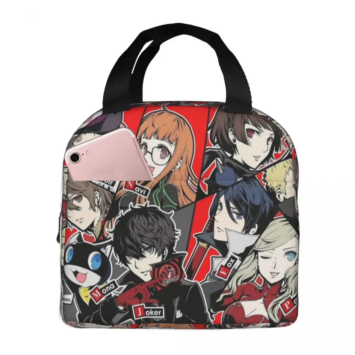 P5 Character Game Insulated Lunch Bag Large Personas Lunch Container Thermal Bag Tote Lunch Box College Picnic Girl Boy