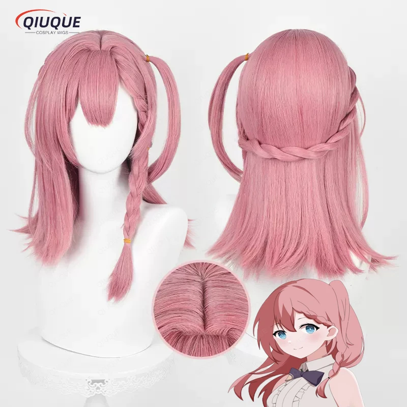

Game Honkai Star Rail Asta Cosplay Wig Short Dark Pink Twist Braided Heat Resistant Synthetic Hair Anime Party Wig + Wig Cap