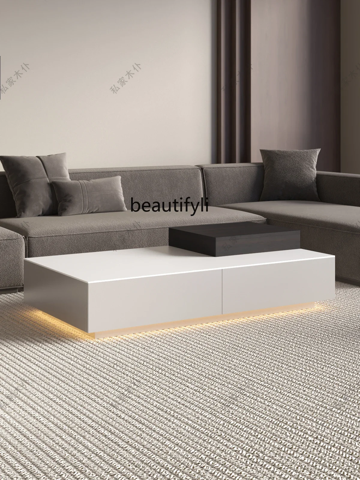 

A16 Living Room Home New Italian Minimalist Designer High-Grade Light Luxury Modern Stone Plate Lifting Tea Table
