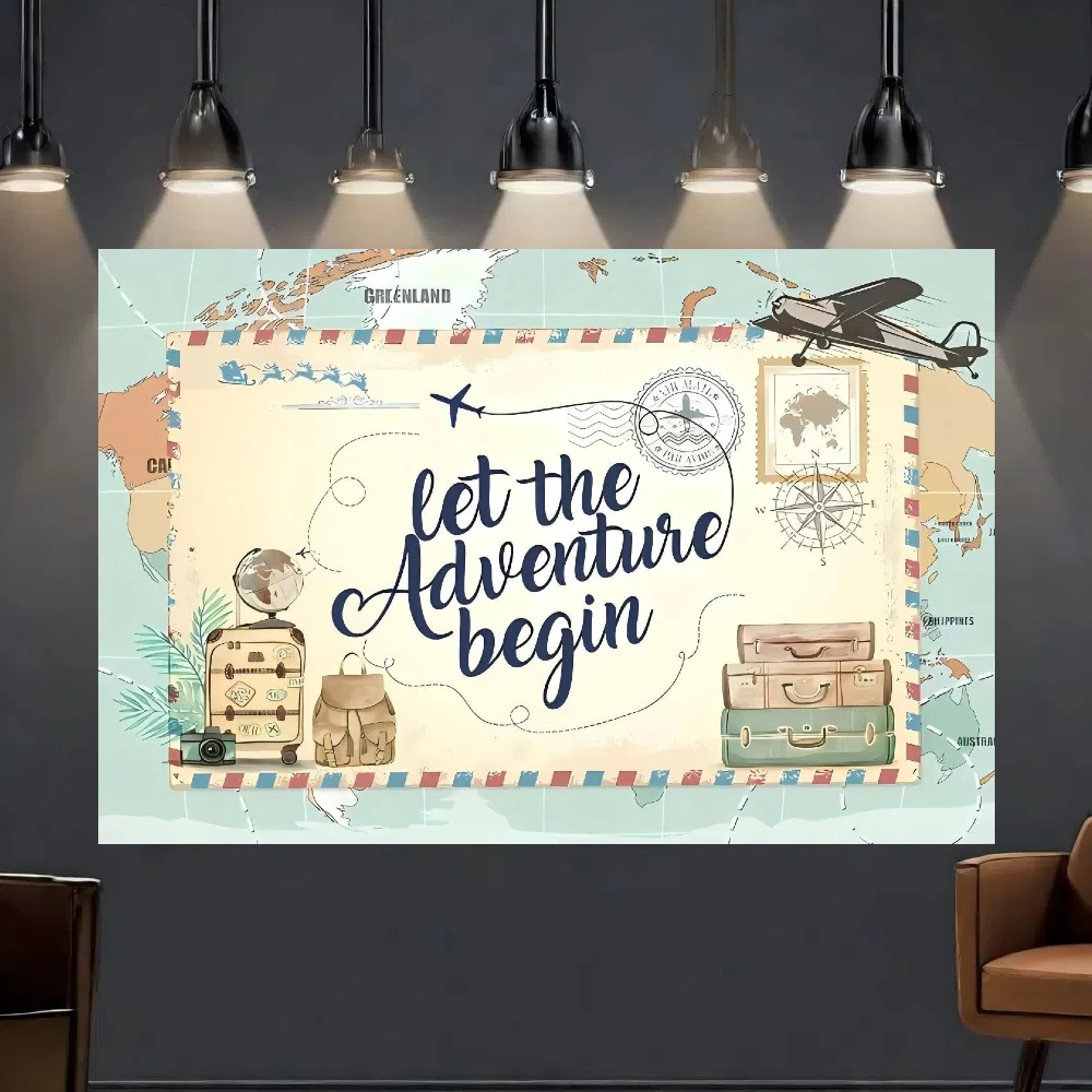 قطعة واحدة من مغامرات المبادئ - خلفيات بوليستر متعددة الاستخدامات للحفلات ذات طابع السفر وتصوير الصور، مع خرائط العالم والطائرة pa #4