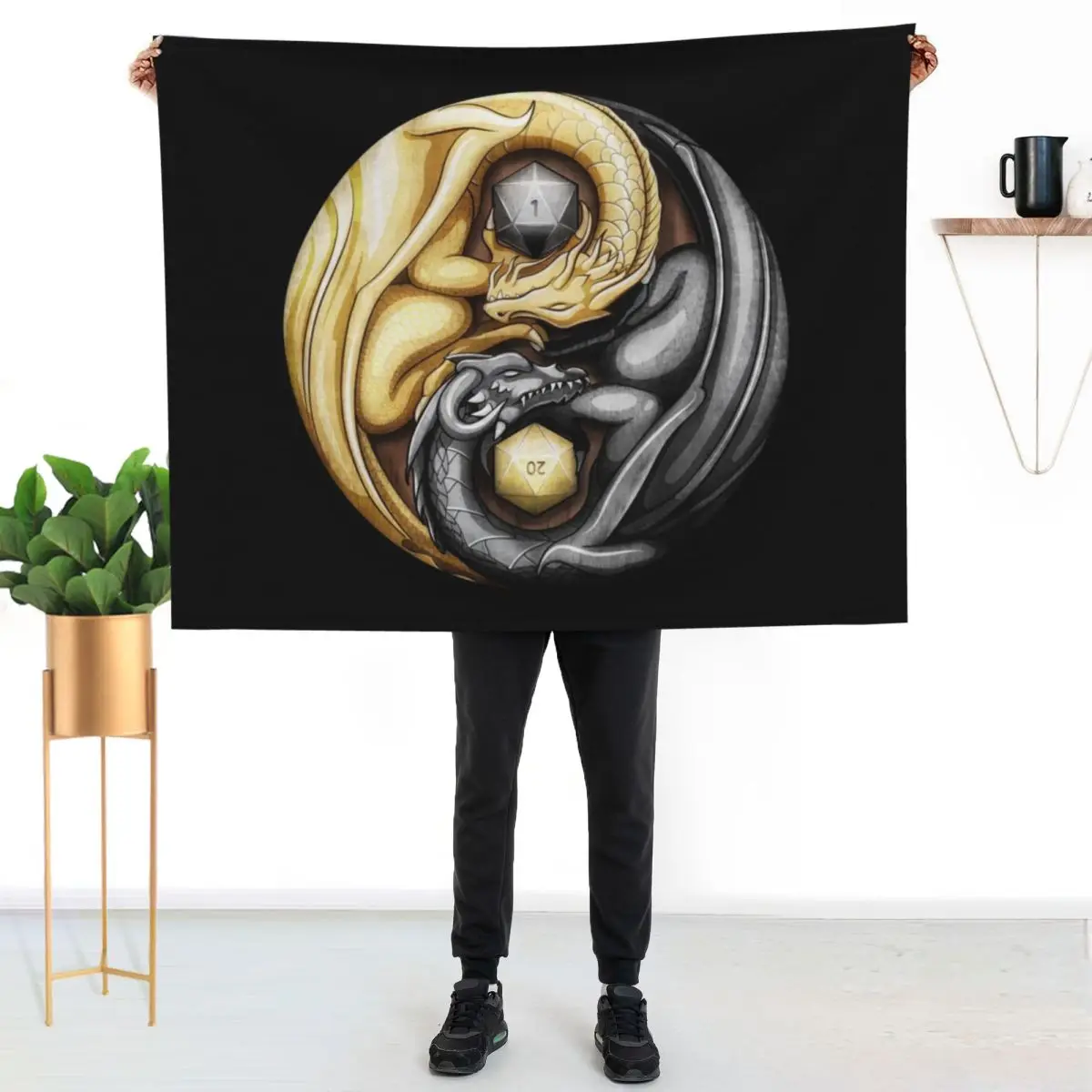 

Balanced Dragons D20 Throw Blanket Soft Warm Blanket Gift for Men Women Adults