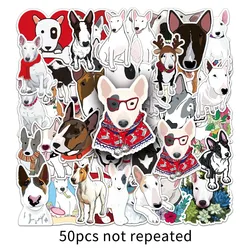 10/50pcs Kawaii White Bull Terrier Dog Funny Animal Meme Stickers Cute Decals Decor DIY Skateboard Scrapbook Laptop Car Kids Toy