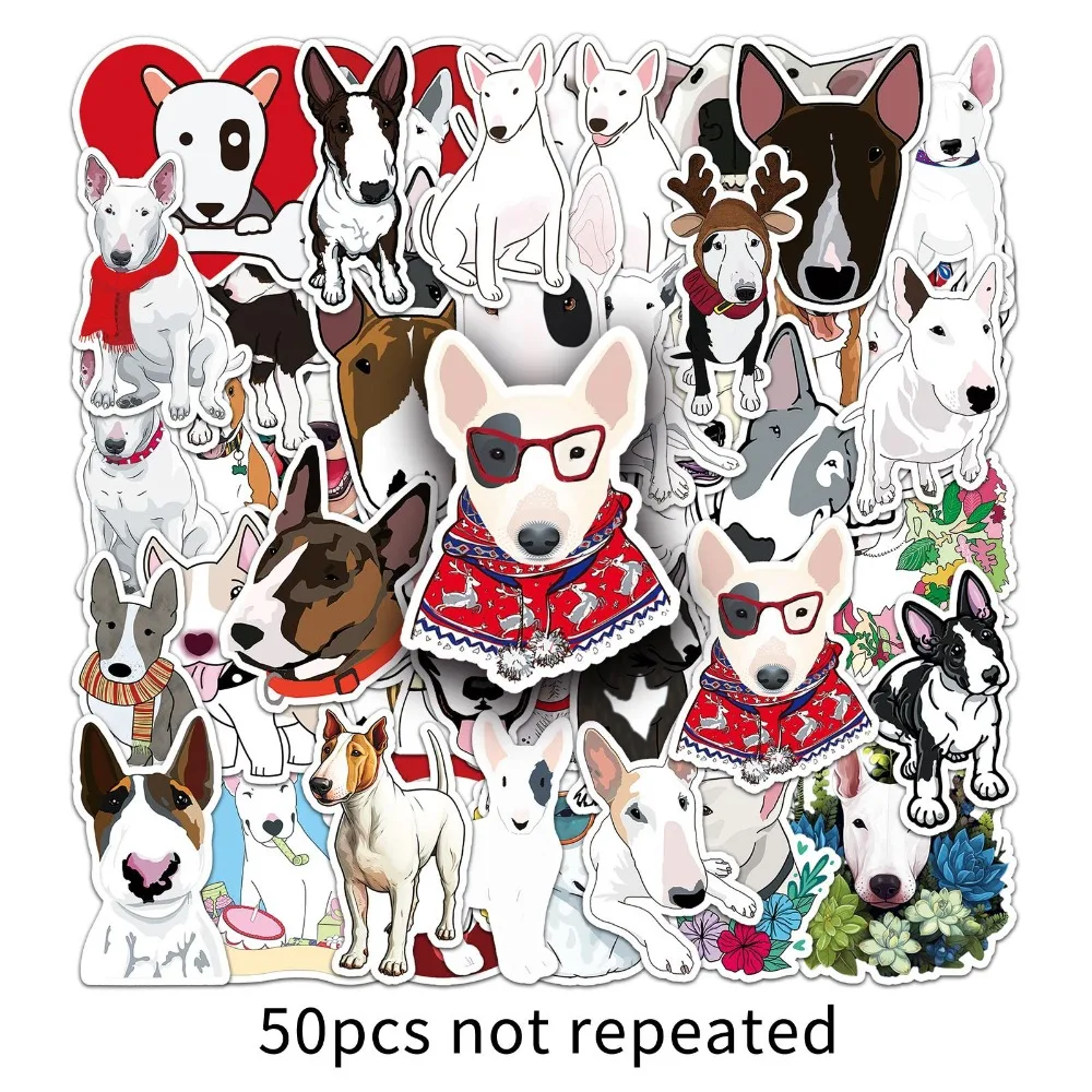 white bull terrier cao engracado animal meme adesivos kawaii decor decalques bonitos faca voce mesmo skate scrapbook laptop carro brinquedo das criancas 10 pcs 50 pcs 01