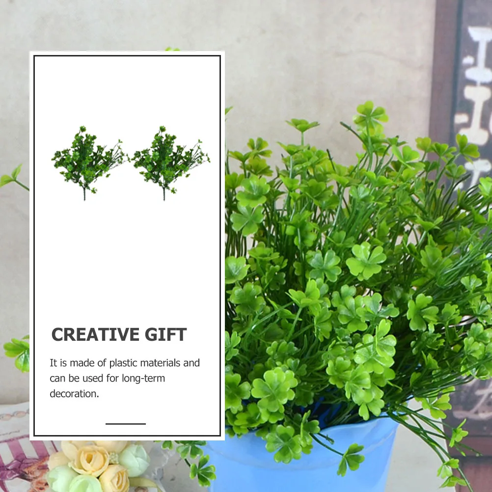 

2pcs Artificial Four Leaf Plant Decorative Flower Indoor Plants Simulated Decorations Green naments St Patrick Day Wedding
