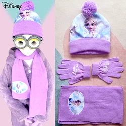 Children's Hat New in Warm Winter Anna Elsa Princess Cartoon Hat Scarf Gloves Kids Boy Toddler Girl Hat Children Scarf Set