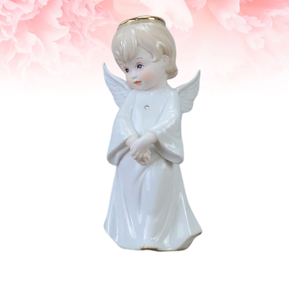 

Small Ceramic Angel Decoration White Handmade Desktop Ornament Table Ornament Home Decoration Gift Office Adornment