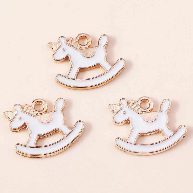 20 Stück 15x12mm Cartoon Tier Charms Emaille Trojanisches Pferd Charms Anhänger für Schmuckherstellung Ohrringe Halsketten DIY Bastelbedarf – Detail 6