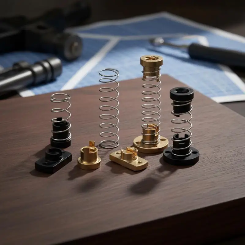 T8 Spring‑Loaded Anti‑Backlash Nut, Brass POM Gap Elimination Nut, 2mm 4mm 8mm Lead for Ender 3D Printer Parts