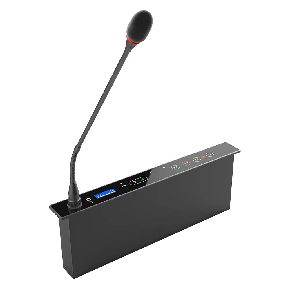 Audio conferencing with voting room discussion system Embedded microphone