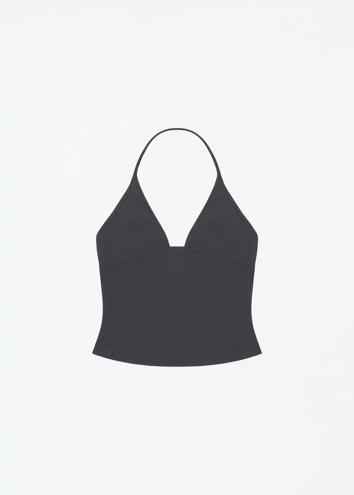 Tank Dark Gray Triangular Backless Tight-Fitting Halter Top Sexy Low V-Neck Off-Shoulder Halter Elastic Knitted Short Sports Vest - Image 4