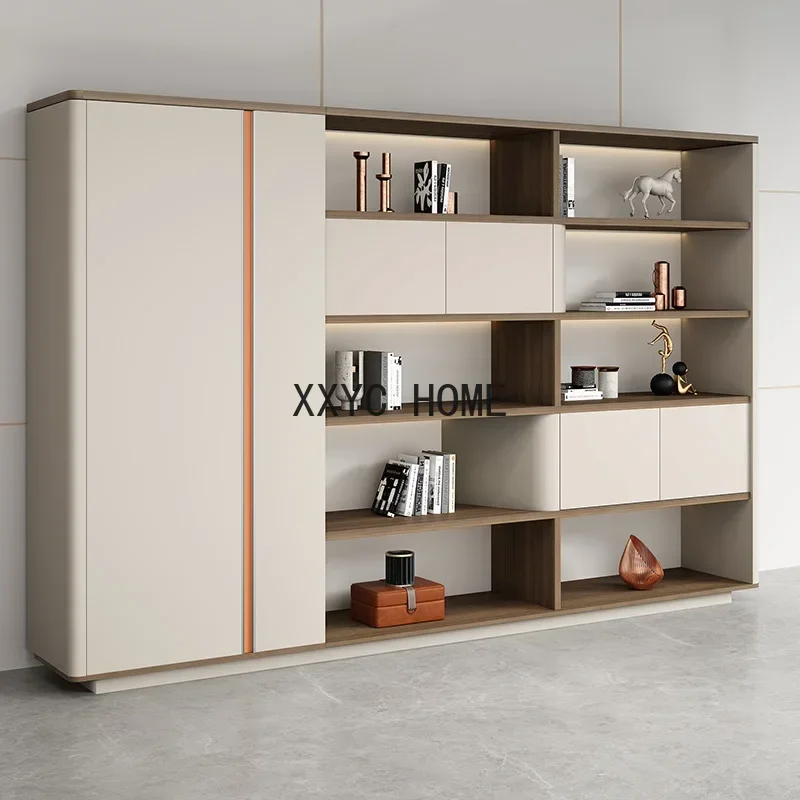 Office Furniture File Cabinet Light Luxury President Office Background Cabinet Atmospheric Wooden Double
