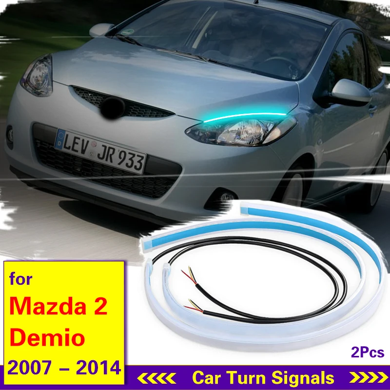 2pcs For Cars LED Lighting Strip For Mazda2 Mazda 2 Demio 2007-2014 Daytime Running Lights Flexible Waterproof Strips Light 12V