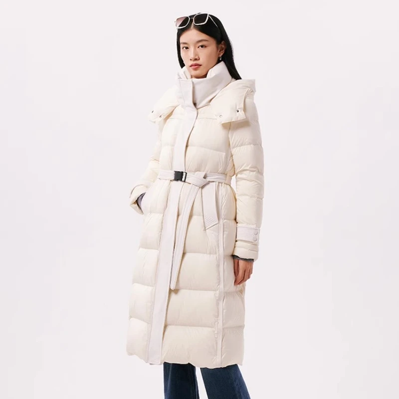 

Женский длинный пуховик Chericom с капюшоном и двусторонней молнией, застежкой на пуговицы, регулируемыми манжетами, завязкой на талии, внутренними карманами Y299127Y