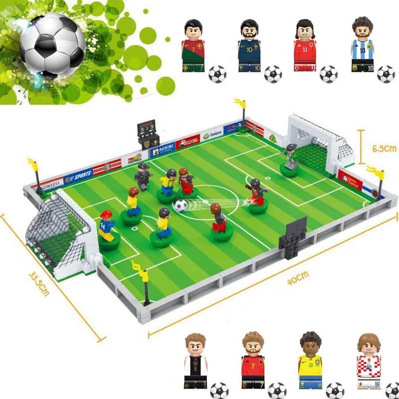 Soccer Field and Basketball Court Building Blocks DIY Table Football Board Game Building Blocks Boys Educational Toys for Kids