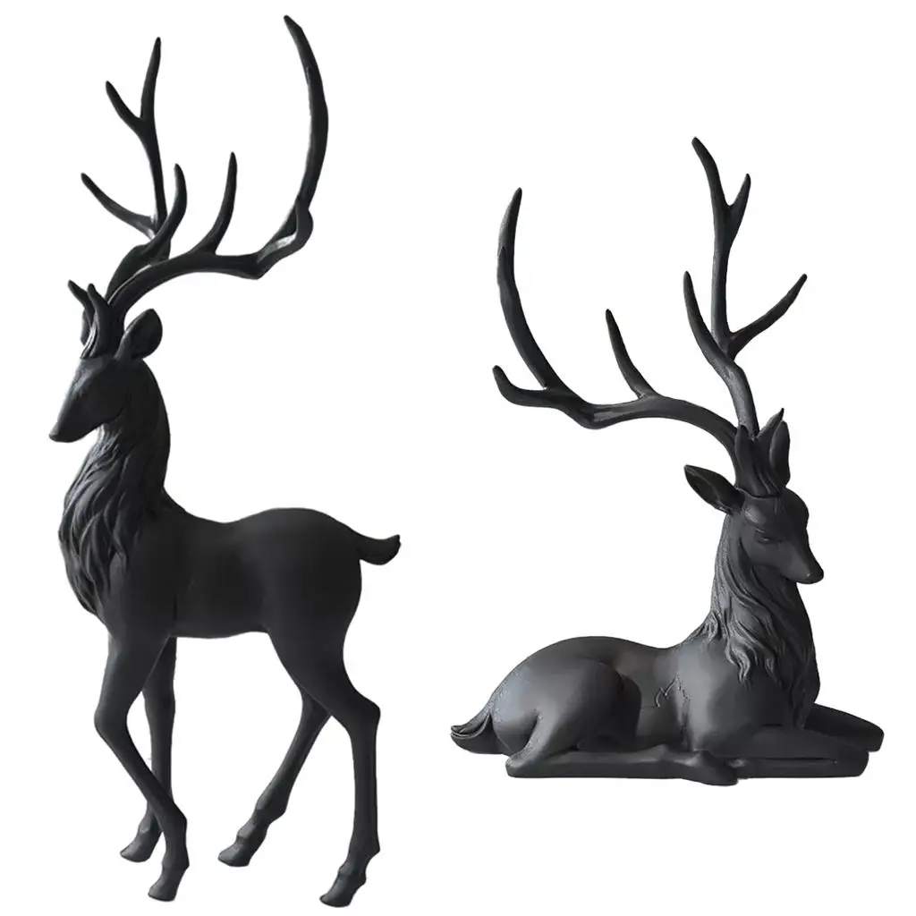 Deer Decoration Black Nordic Reindeer Ornaments for Bedroom Elk Figurine Furnishings