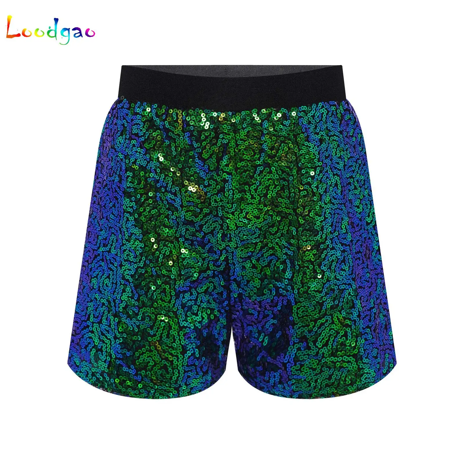 

Kids Girl Sequin Shorts Elastic Waistband Sparkly Straight Short Pants Stage Performance Theme Party Hot Pants Summer Streetwear