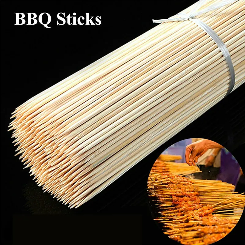 Parrilla de madera desechable de 30CM, herramientas para barbacoa, cocina al aire libre, palitos para barbacoa, brochetas de bambú, herramientas para barbacoa, palitos de fruta largos