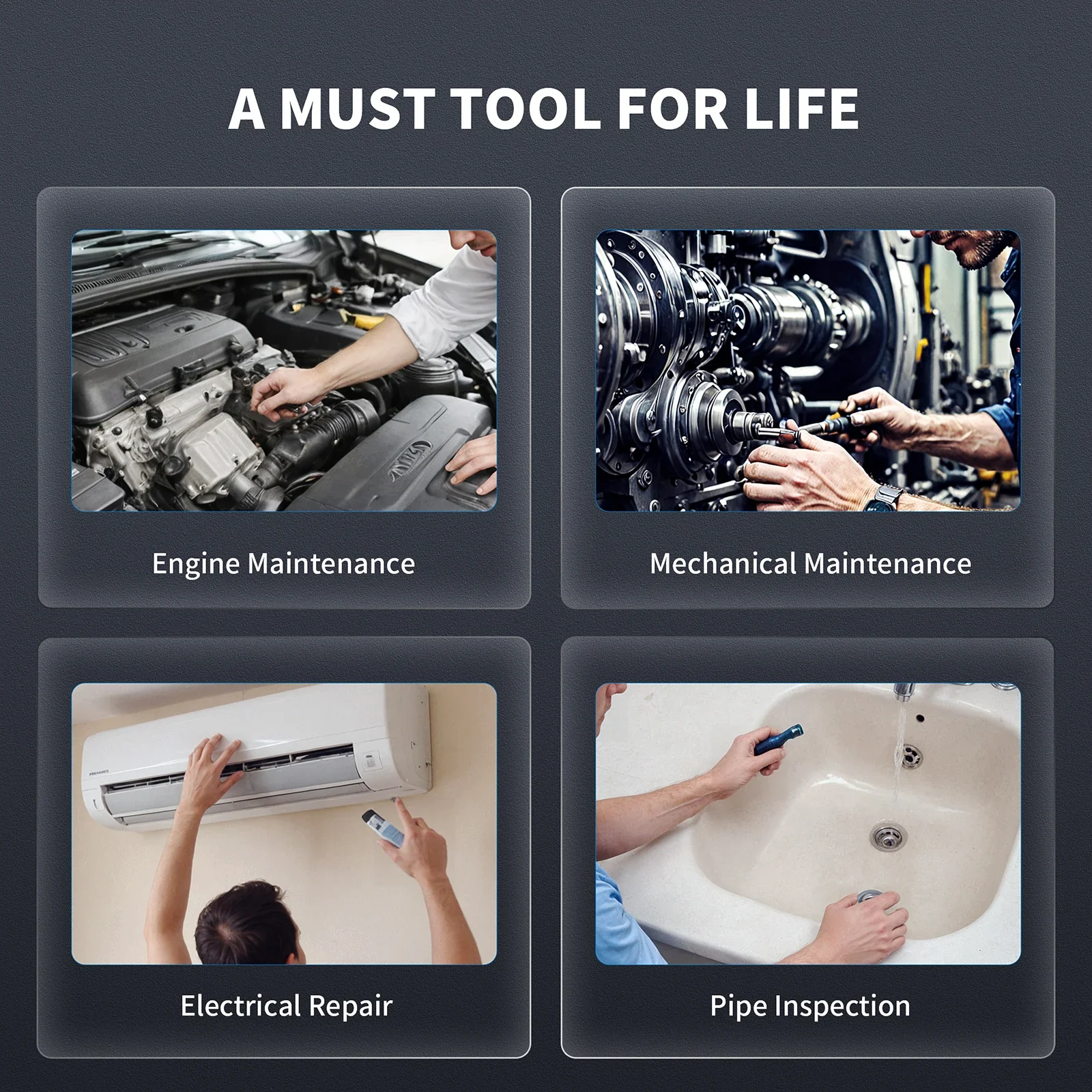 RALCAM اتجاهين 180 ° كاميرا المنظار الصناعي 8.5 ملم فحص الكاميرا بوريسكوب مفصلية مع حقيبة حمل #6